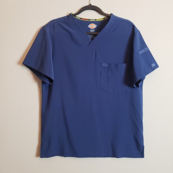 Dickies Men's Navy Blue EDS Essentials V-Neck Scrub Top Small - Picture 2 of 8